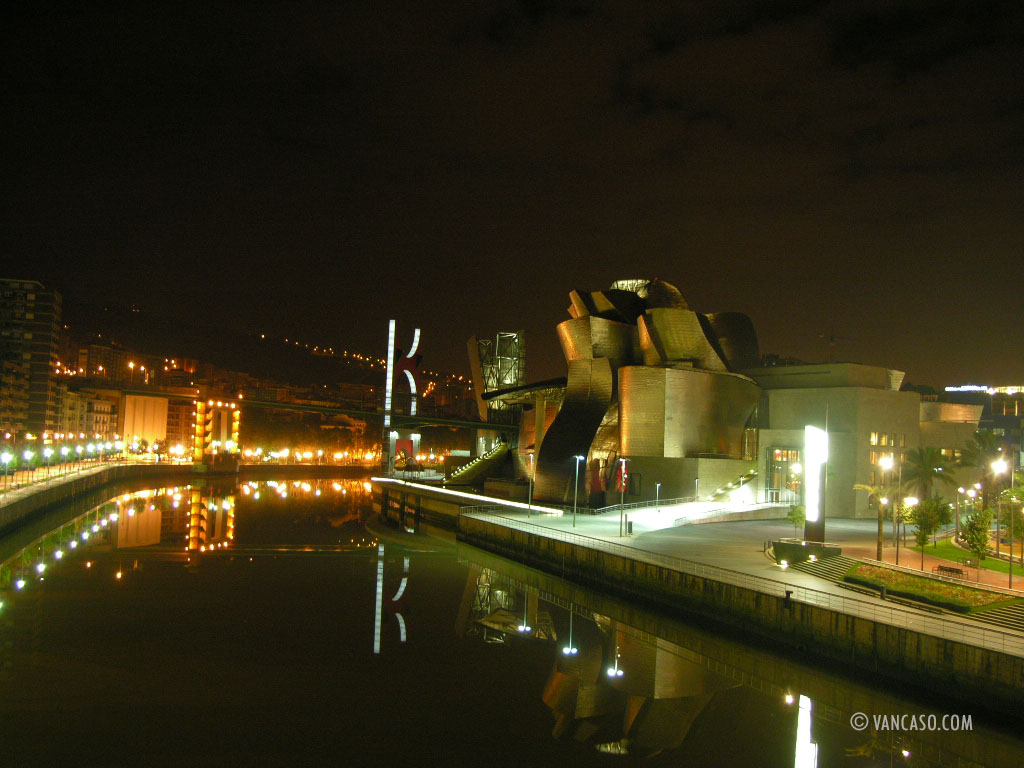 Guggenheim Museum in Bilbao Spain at night
